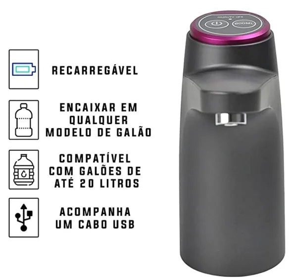 Electric Pump Bottle Gallon Water 20 Liters Premium USB Rechargeable Dispenser (2 Button)-Neverdie Store
