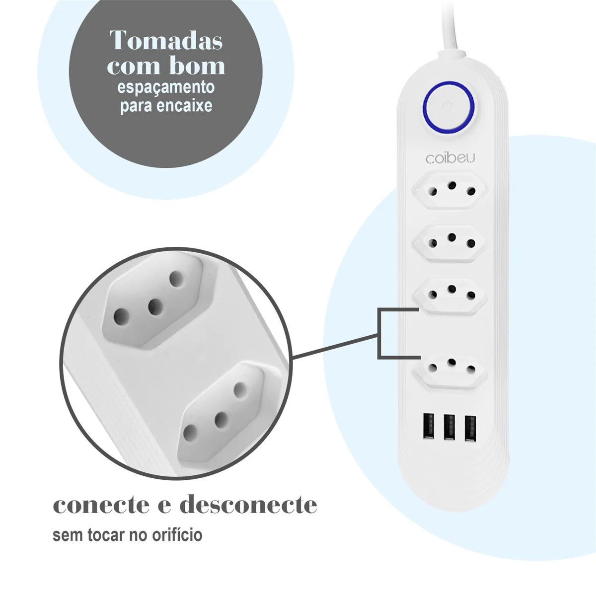 2M USB Socket Outlet, Line Filter, Plug, Extension Socket, Extensive Power Socket, Brazil Standard Retractable Socket Tower
