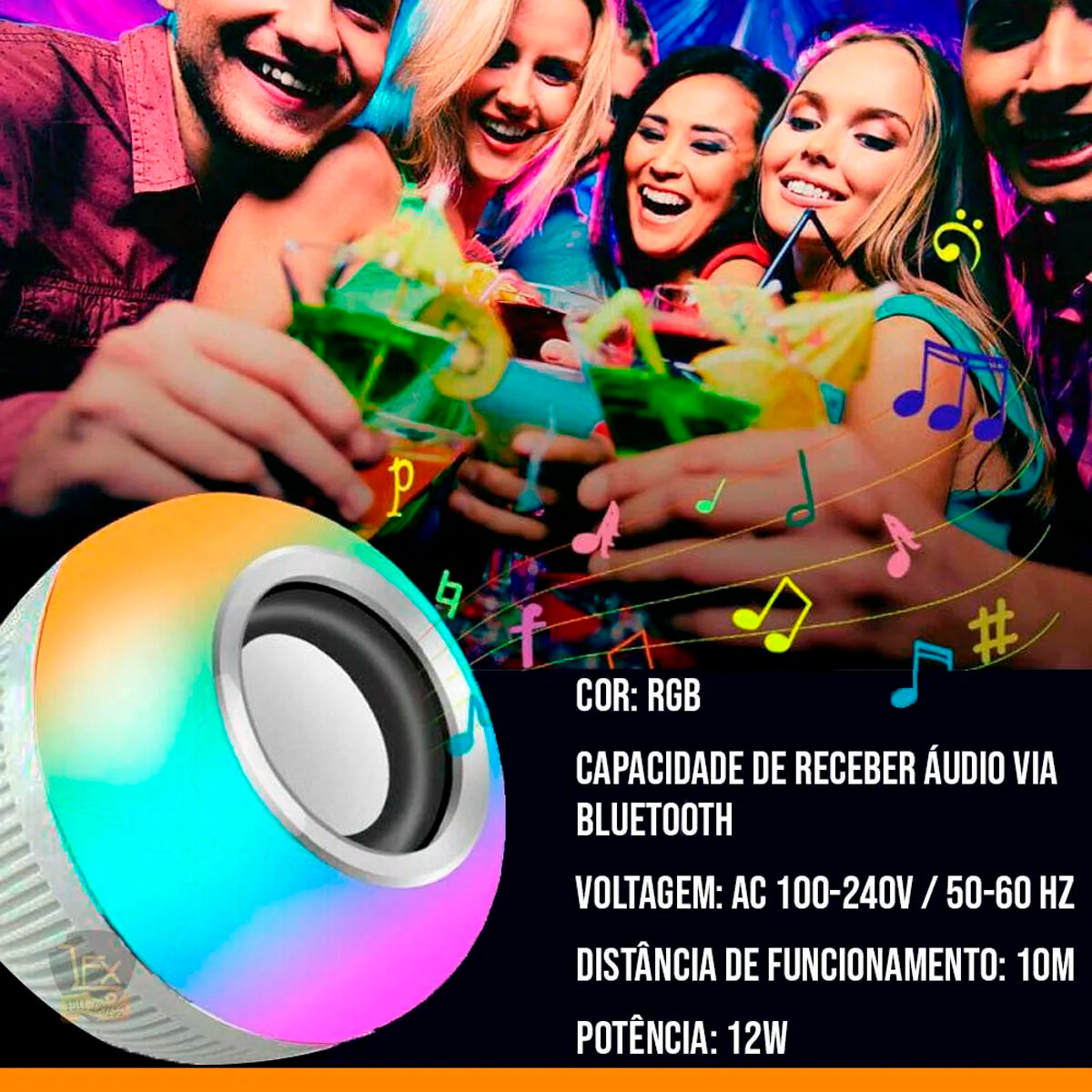 Caixa de Música LED RGB Bluetooth com Som para Festa e Música