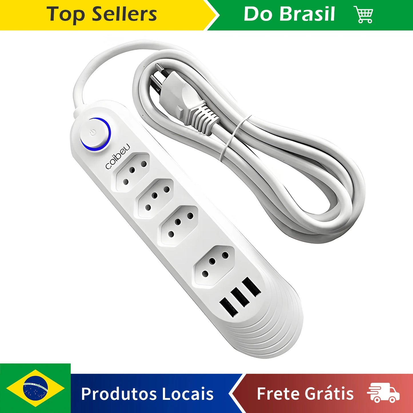 2M USB Socket Outlet, Line Filter, Plug, Extension Socket, Extensive Power Socket, Brazil Standard Retractable Socket Tower