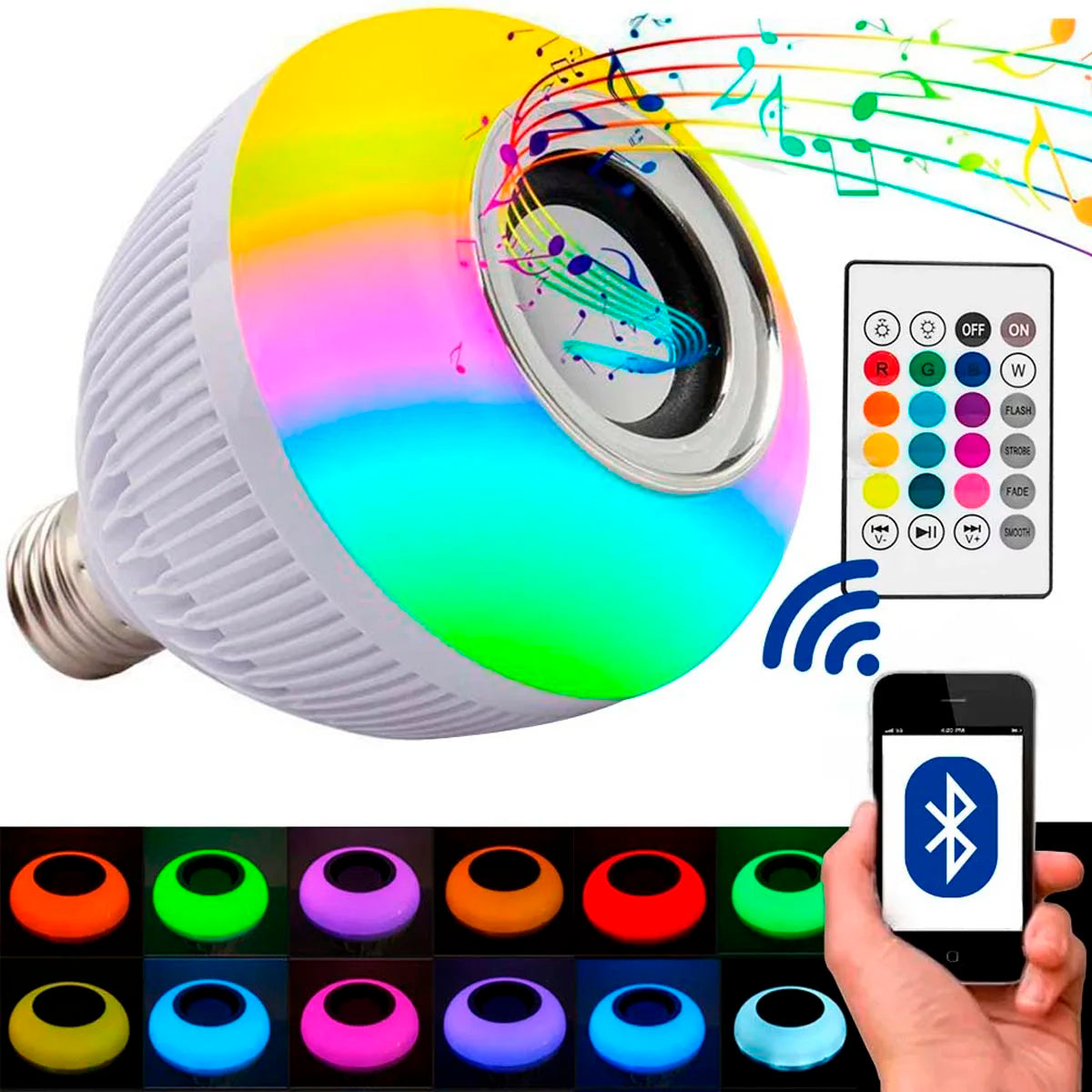 Caixa de Música LED RGB Bluetooth com Som para Festa e Música