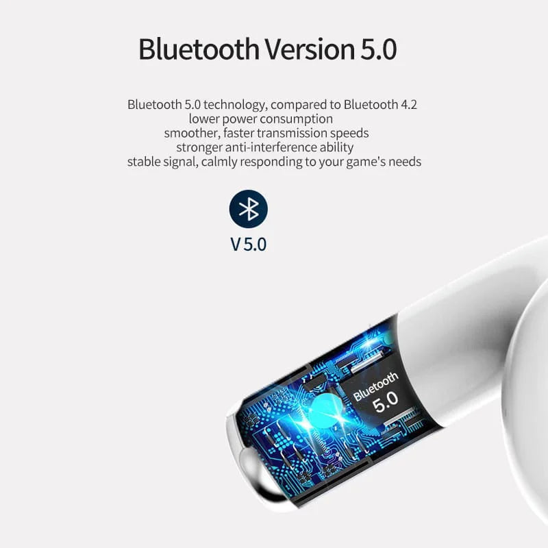 Wireless Bluetooth Earphone With White TWS Sports Microphone